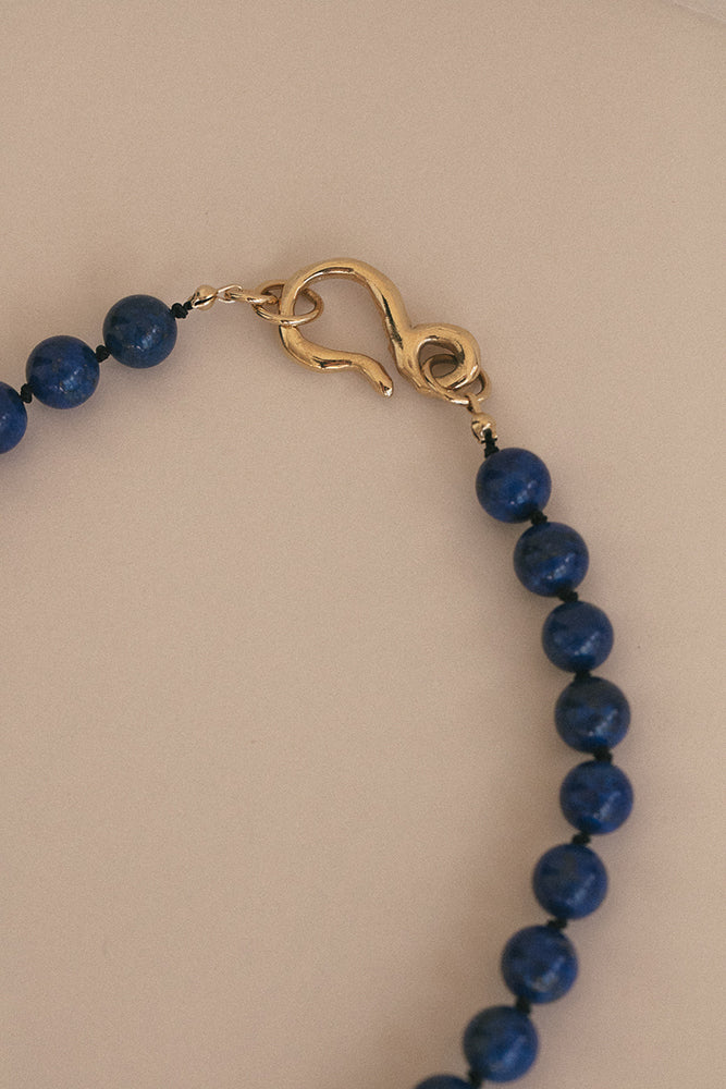 Lapis Necklace with Fish Hook
