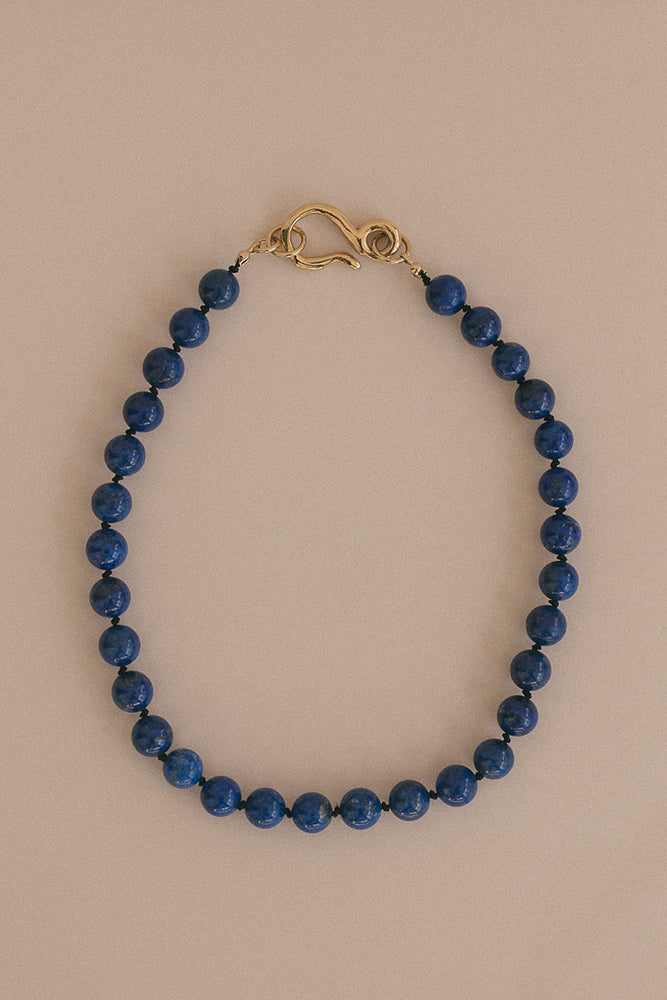 Lapis Necklace with Fish Hook