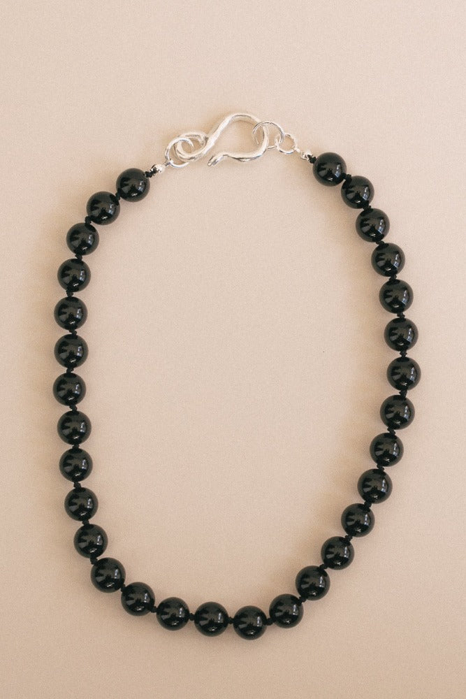 Onyx Necklace with Fish Hook