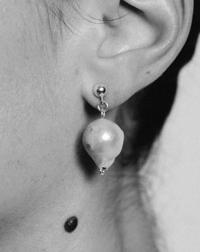 baroque and cast pearl earrings released from love recycled sterling silver